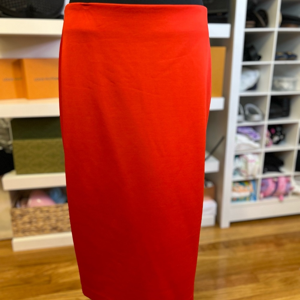 New York & Company Vibrant Red Pencil Skirt